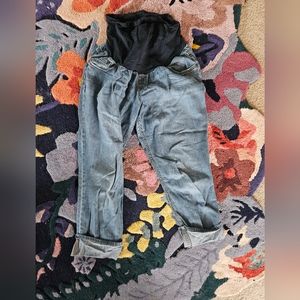 Indigo Blue Maternity Rolled Cuff Capris